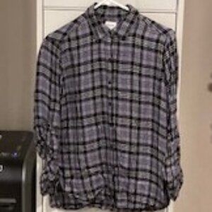 Sneak Peek - Woman's Flannel Shirt - Black, White & Gray - Size Medium